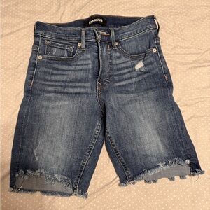 Express Distressed Denim Bermuda Shorts Size 2